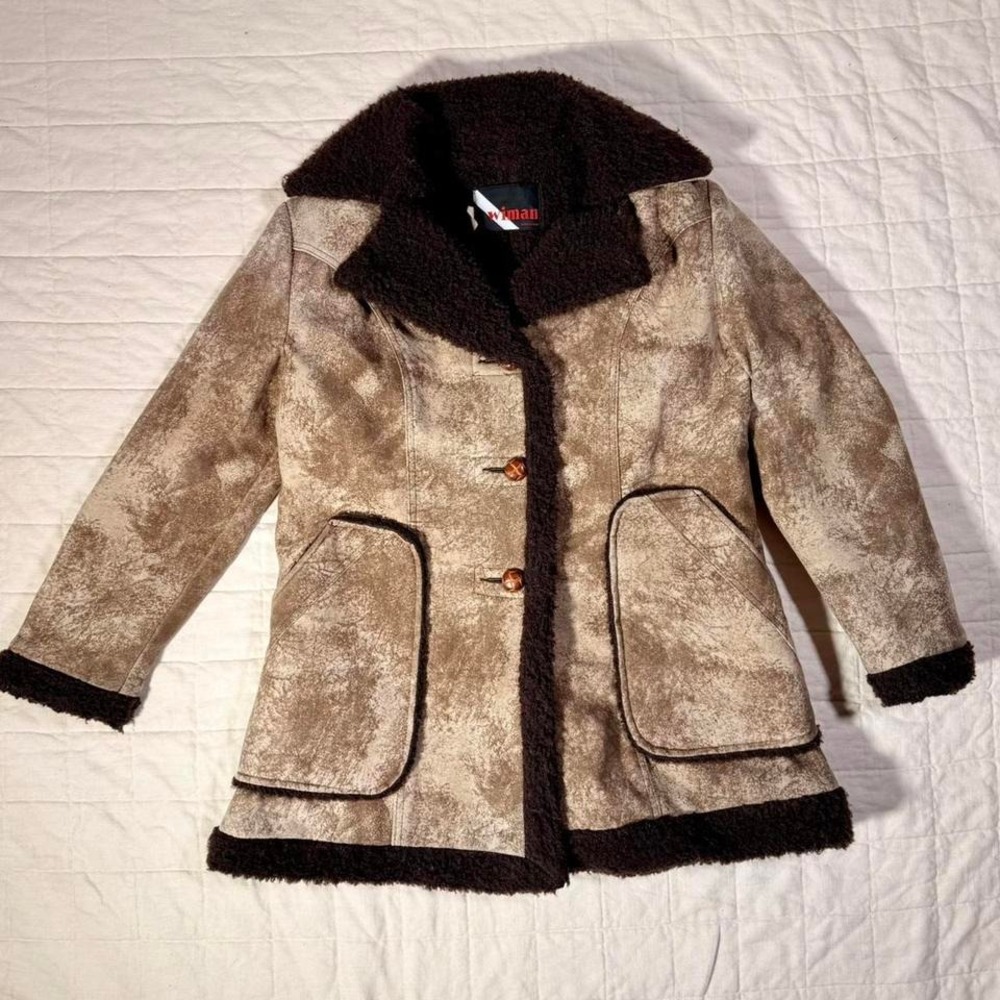 True Vintage Wiman Faux Shearling Coat – Made in USA (Size L)